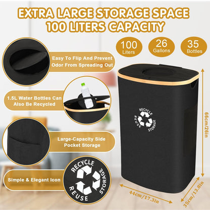 Contenedor para botellas con tapa, contenedor para reciclaje de botellas, gran capacidad, para cocina, 442-6786-MG