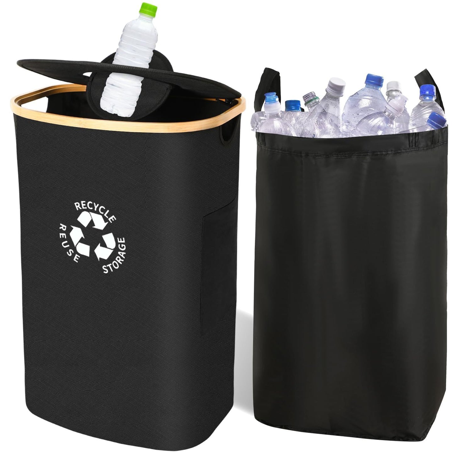 Contenedor para botellas con tapa, contenedor para reciclaje de botellas, gran capacidad, para cocina, 442-6786-MG