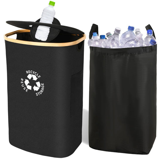 Contenedor para botellas con tapa, contenedor para reciclaje de botellas, gran capacidad, para cocina, 442-6786-MG