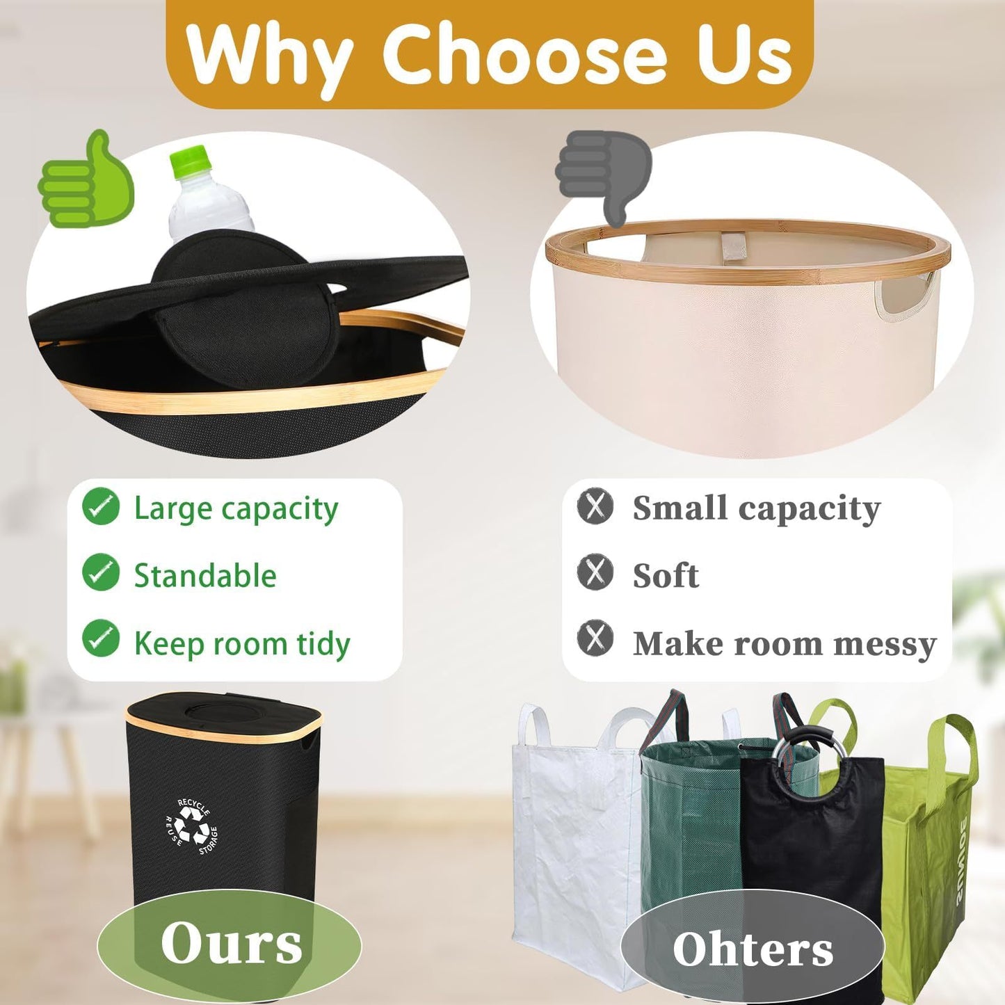 Contenedor para botellas con tapa, contenedor para reciclaje de botellas, gran capacidad, para cocina, 442-6786-MG