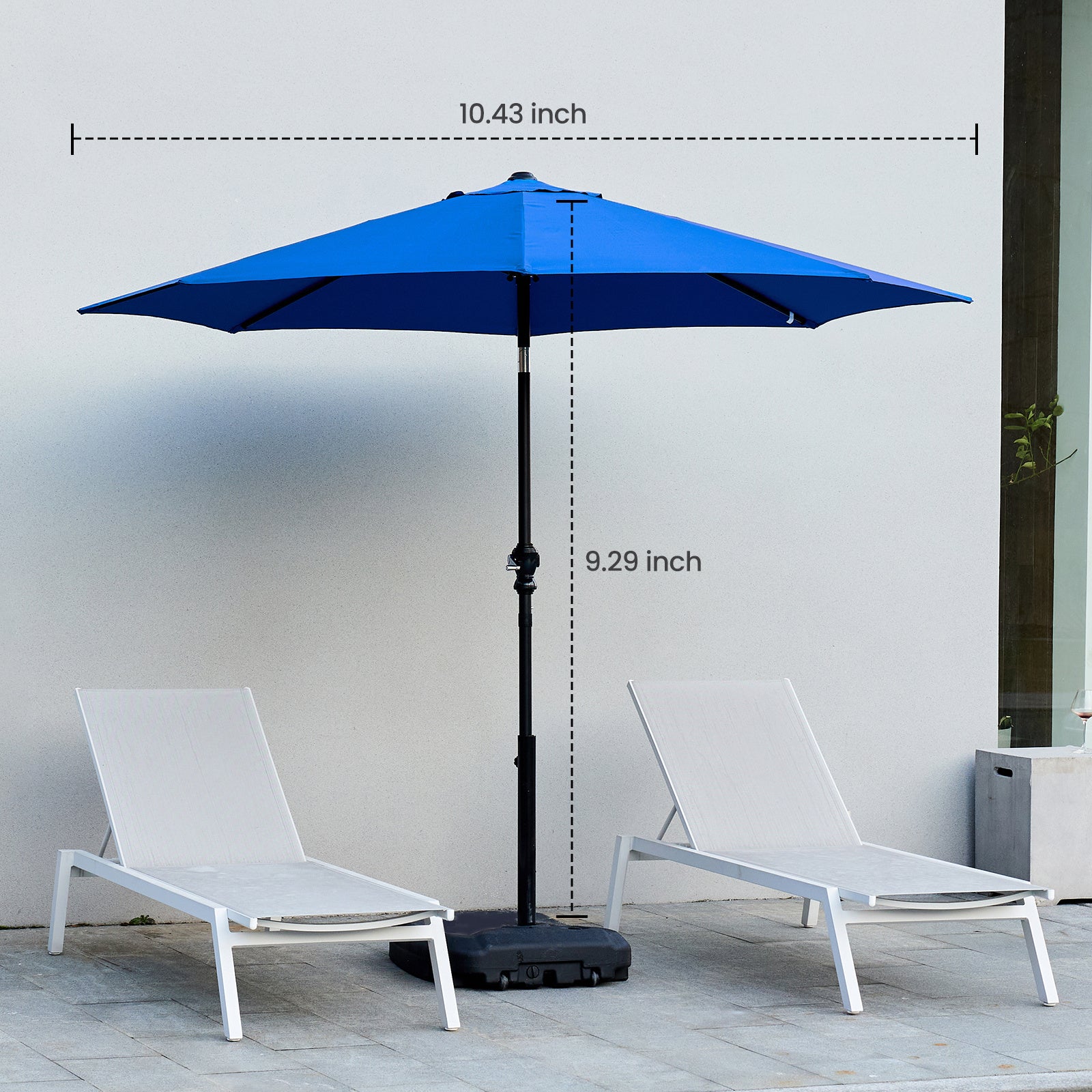 Outdoor Patio Umbrella With Push Button Tilt And Crank, Market Umbrella 8 Sturdy Ribs UV Protection Waterproof For Garden, Backyard, Red